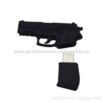 Custom Gun-shaped USB drive, made of soft PVC material, OEM orders welcomed
